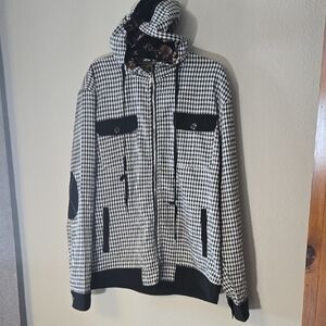 Stacy Adams Monochrome Houndstooth Hooded Jacket